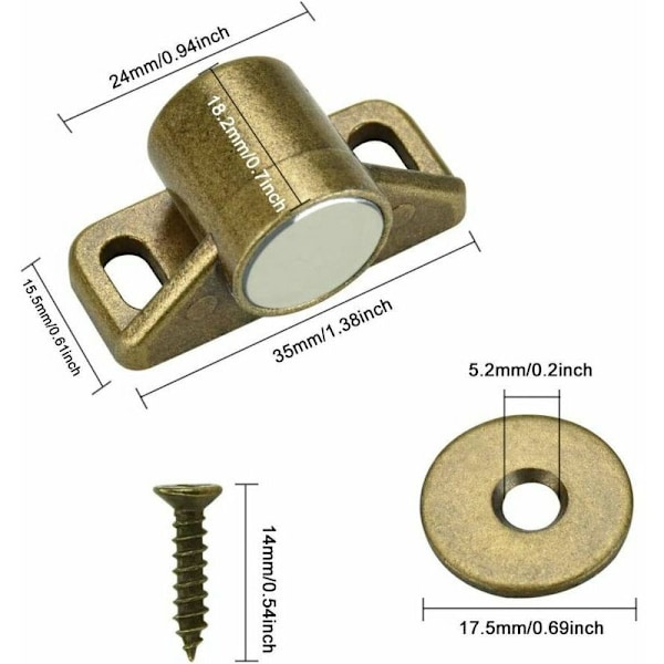 4 st magnetlås för skåpdörrar, magnetisk dörrlås, magnetisk dörrstängare med 4 brickor och 12 skruvar, magnetiskt skåpstängning för möbler, garderob, skåp