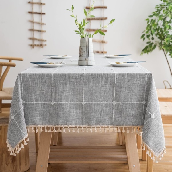 Rustik gitterduk (55\"x70\") Bomull Lin Grå Rektangel T