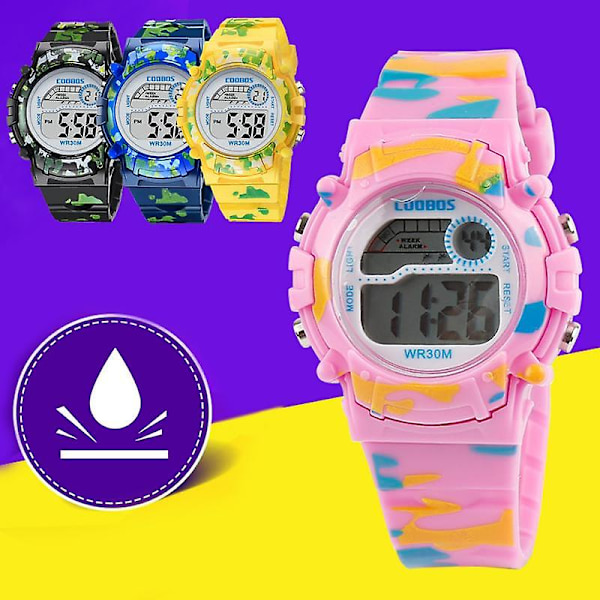 Barnkamouflageklockor Led Digital Armbandsur Barn Pojkar Flickor Studenter