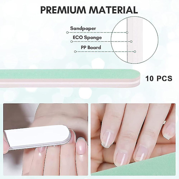 10 st Nail Buffer Block och Shine Kit för naturliga naglar, nagelfil nagelslipningsblock