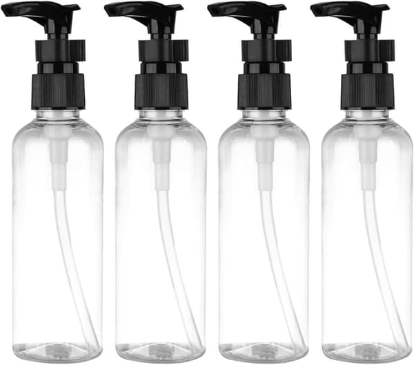 4 st 100 ml Påfyllningsbara Plast Pumpflaskor för Massage