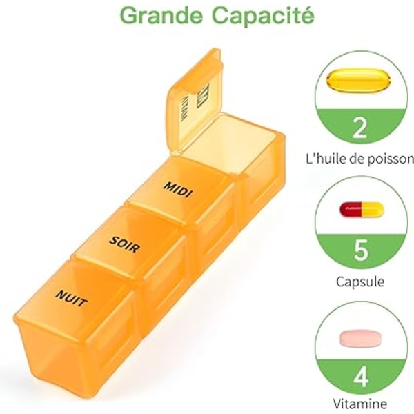 French Weekly Pill Box 7 dagar 28 fack 4 gånger Flerfärgad vecka Pill Box Medicin Box