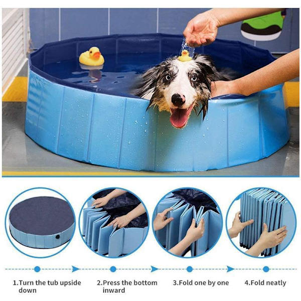 PVC Hundpool Bärbar Hopvikbar Simbassäng Hundar Katter Bad