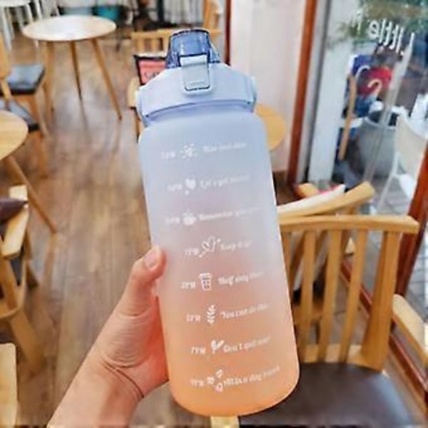 2 Liters Vandflaske Sugerør kop Med Tidsskala Bounce Cover Udendørs Sport Stor