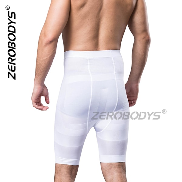 Män Body Shaper Tummy Control Shorts Shapewear Belly Girdle Boxer Briefs Hög Midja Slankande Underkläder Ben（M Vit）