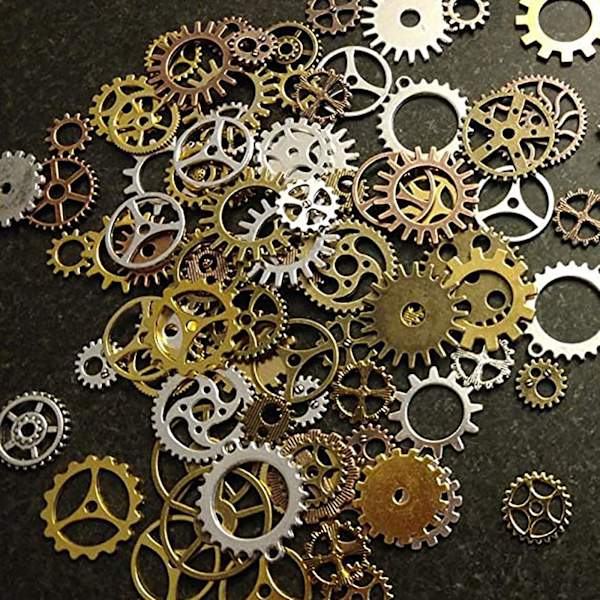 140 gram (ca 76 st) Diy blandade färger antika metall Steampunk klocka kugghjul kugghjul skalle musikalisk not skalle