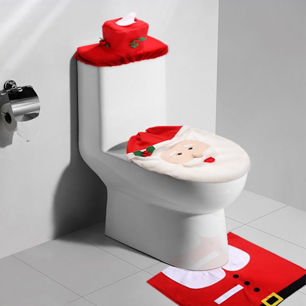 3-delad jultoalettlockdekoration, snögubbe jultomte toalett