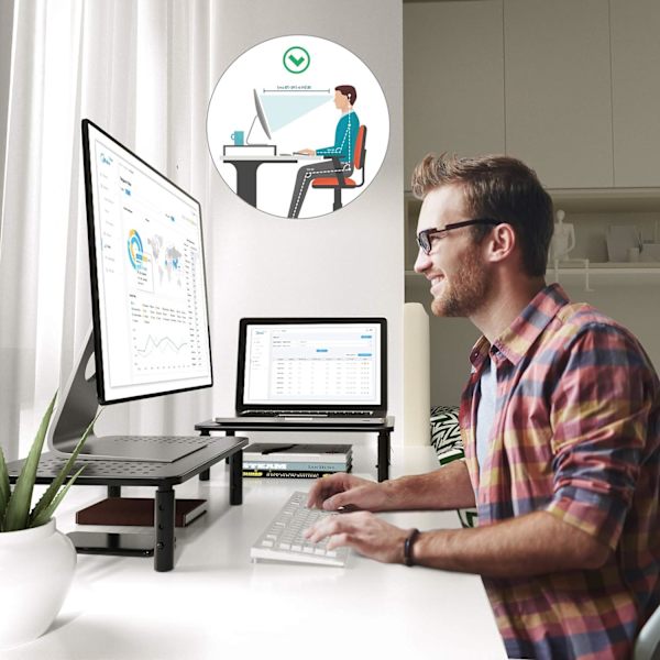 Monitorstativ - 3 høydejusterbart ergonomisk laptopstativ med M