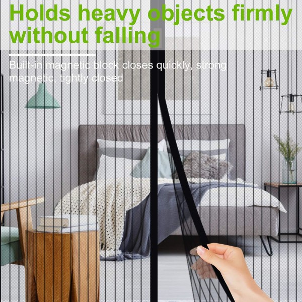 Magnetisk dørskjerm Magnetisk magisk pasta Gardiner Striper Kryptering Anti Pest（90*220cm）