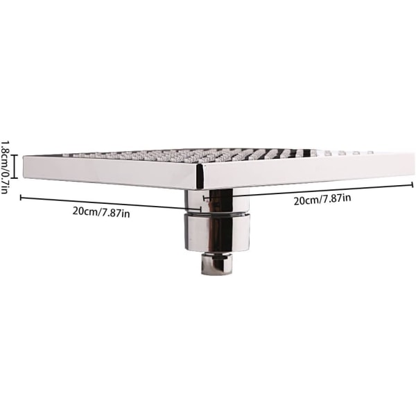 LED-dusjhode, 8 tommers firkantet temperaturkontroll, 3 fargeendringer ABS kromfinish, 12 stk LED-dusjhode for bad