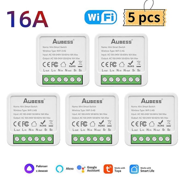 Tuya Mini Wifi och Zigbee-brytare Diy 2-vägs kontroll Timer Relä Automation