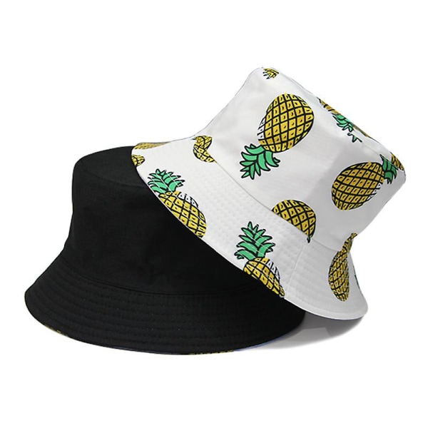 Hatter Sommer Bucket Cap Banan Trykk Gul Bob Hip Hop Hat Kvinner Ananas Svart