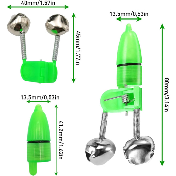 20 stykker fiskebittvarsler nattlysstangprompt med dobbel