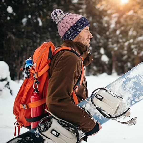 Vinterlue Beanie med Kabelstrikk og Termisk Fôr