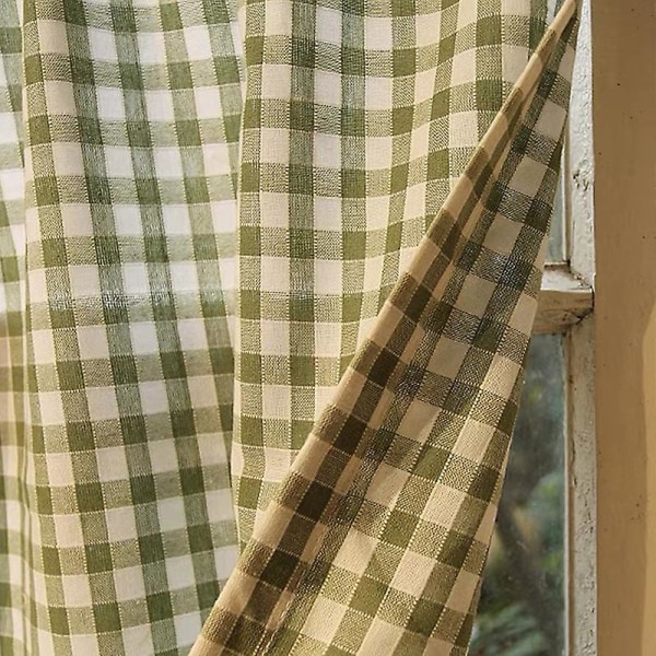 Färdig Skandinavisk Liten Frisk Check Gardiner, Kaffe Gardiner Partition Liten Dörr Gardiner 150*60cm