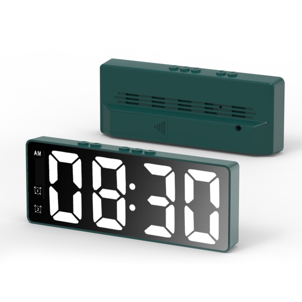 Grön digital väckarklocka, elektronisk väckarklocka med snooze-funktion