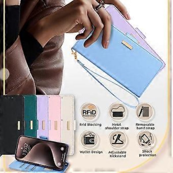Plånboksfodral för Motorola Edge 40 Neo 5G RFID-blockerande PU-läder Telefonskal med Remmar Style A