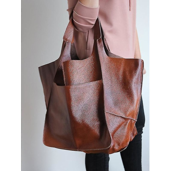 Dames Store PU Læder Satchel Håndtaske Arbejde Tote Skuldertasker Pung Blød Crossbody Oversized Taske Sort