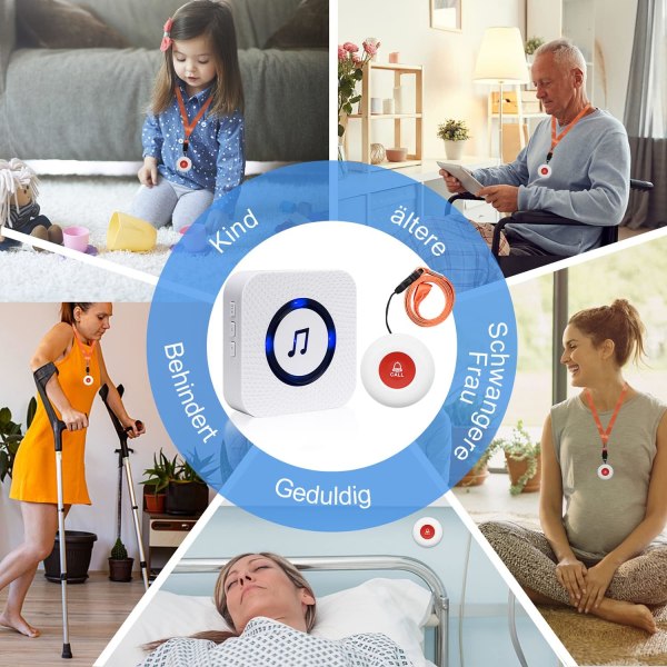 mottagare + 2 samtalsknappar Äldre nödanropsknapp/vattenpro