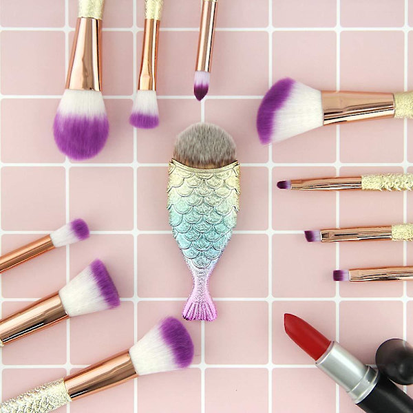 11-delt havfrue makeup børste sæt til kvinder med havfrue hale form