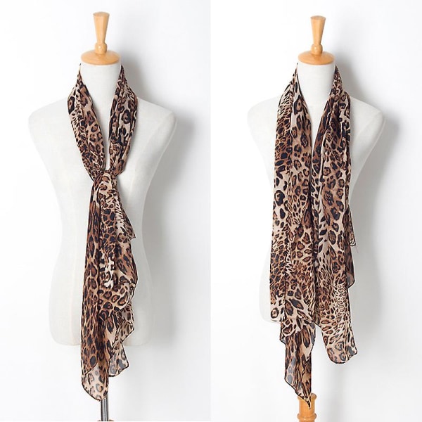 Damer Kvinnor Mode Djur Leopard Tryck Wraps Sjal Chiffon Sjal Stor Stola（Leopard2）