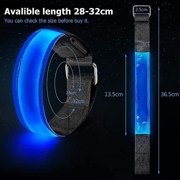 2-pack löparljus för löpare Uppladdningsbart LED-armband reflekterande blå