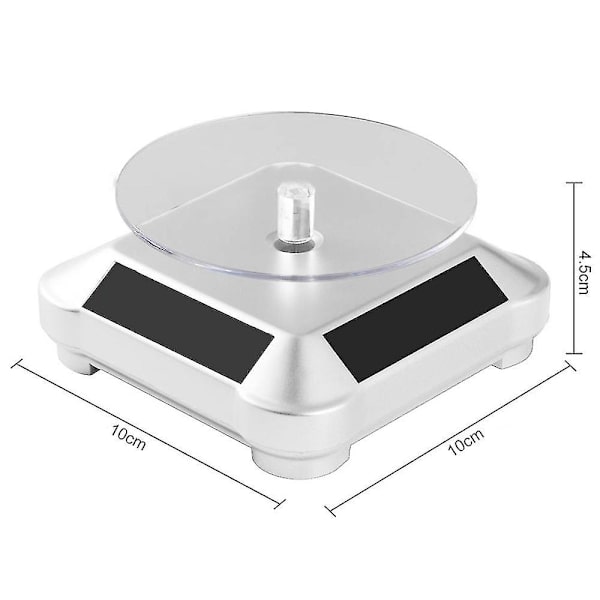 Solcellsdisplayställ Snurrbord, Batteridubbel Använd Roterande Display Silver
