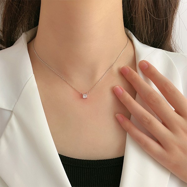 Diameter 5mm 925 sølv halskæde kvinde diamant enkel fire kløer