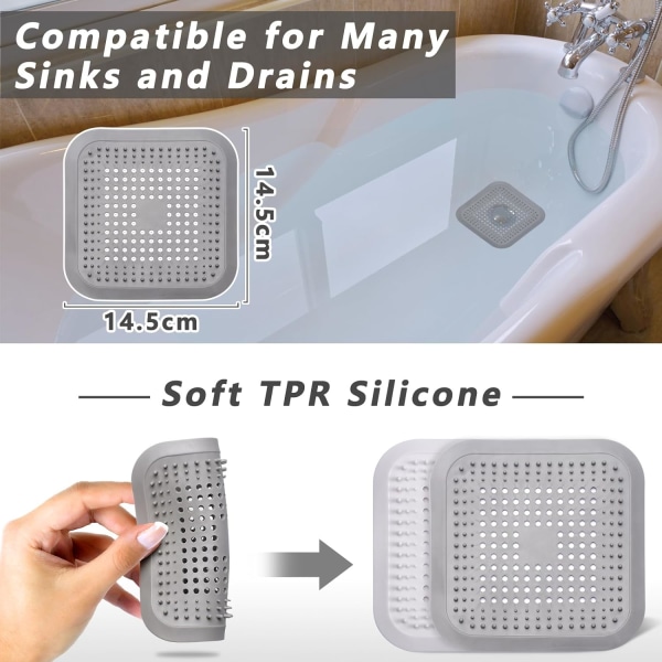 2 st vita + grå 14,5 x 14,5 x 1 centimeter silikon duschhår