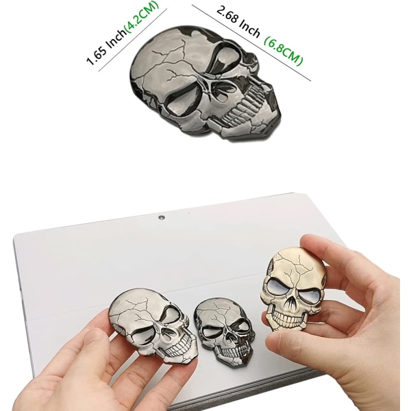 Autocollant Voiture - 3D Métal Crâne Accessories Auto pour Stickers Voiture pour Moto Cross Velo Portable l'ordinateur, Position de Collage (Noir)