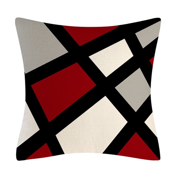 4 st, kuddfodral, ränder, 45 x 45 cm, röd och grå