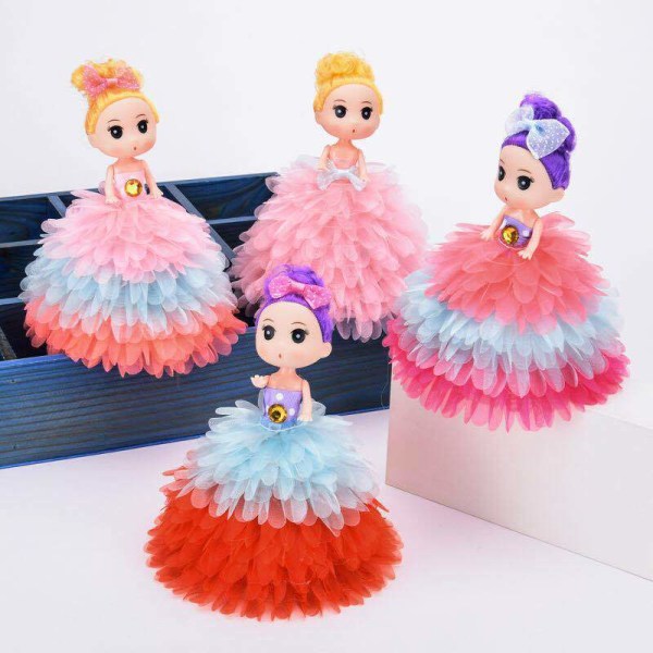 4 DIY Glow Princess Toys spetsdockor för barn (slumpmässig färg)