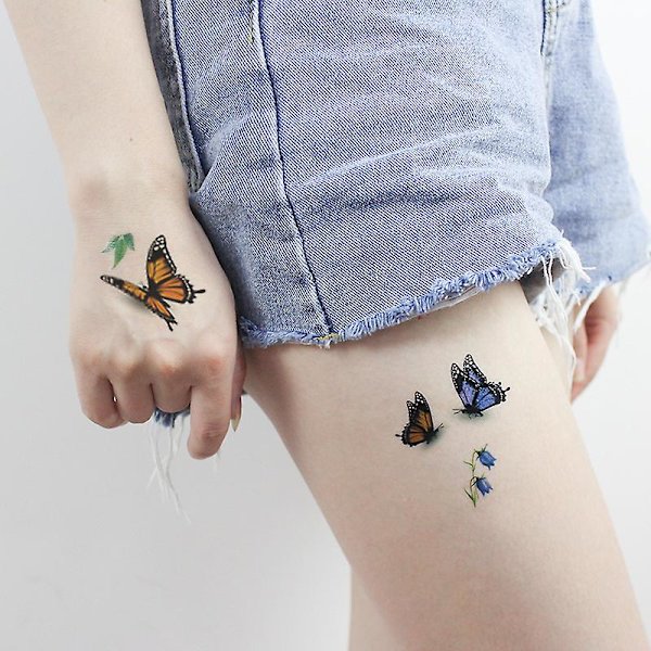 10 st fjärils-tatueringar för barn och kvinnor, 3D-tatueringar, färgglada tillfälliga tatueringar för kroppskonst, fjärilsfestgåvor (B)
