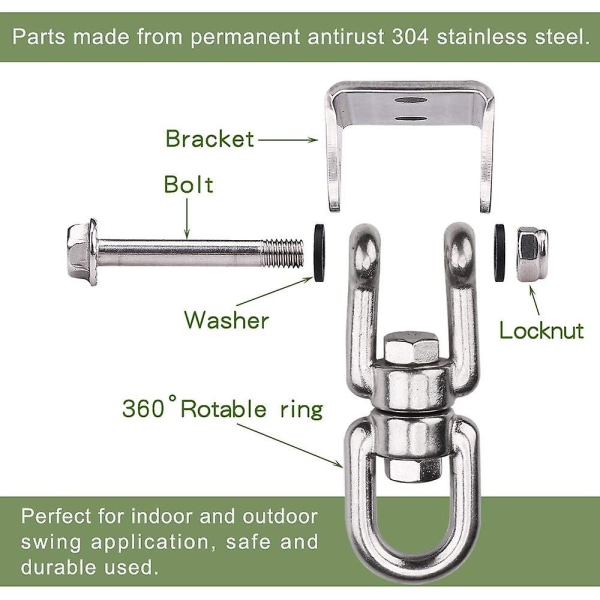 Heavy Duty 360 Swivel Swing Hanger, Rustfrit Stål Swing Hook