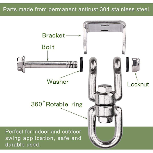 Heavy Duty 360 Swivel Swing Hanger, Rustfritt Stål Swing Hook