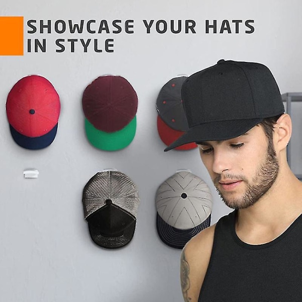 10st Väggmonterad hattkrok Stämpningsfri självhäftande cap för hemsovrum (svart)