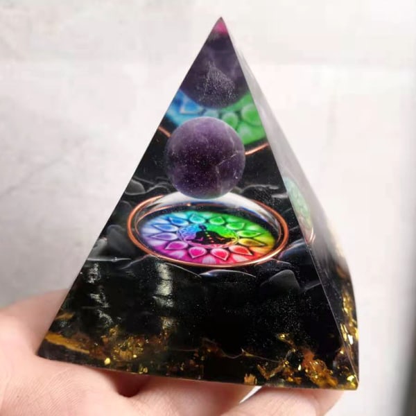 Tredimensionella smycken naturlig kristall planet krossad sten lim energitorn (6cm)