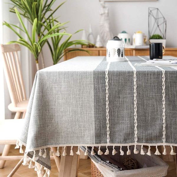 Borddug rektangulær grå, 135 * 300cm linned bomuld retro grå