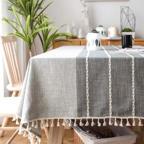 Duk rektangulär grå, 135 * 300cm linne bomull retro grå
