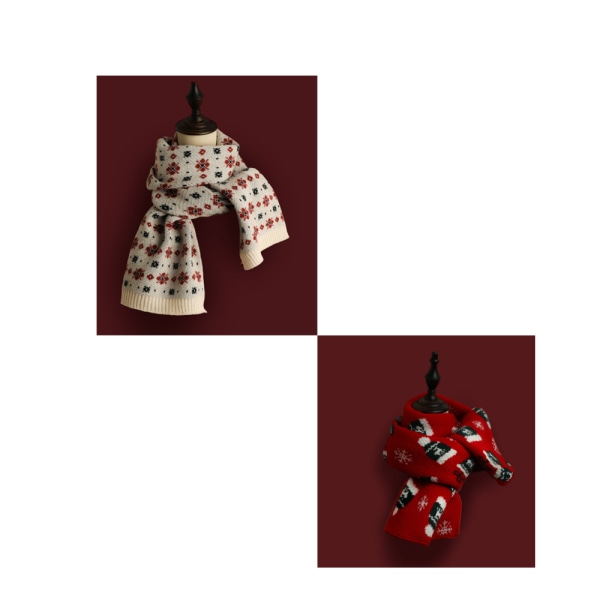 2PCS Christmas Scarf Versatile Wool Knitted Warm Scarf C