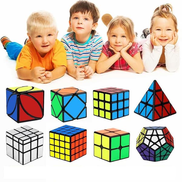 Speed Cube Sett, Magic Cube Bundle 2x2 3x3 4x4 Pyramide - Leke Puslespill Cube - Sett med 8