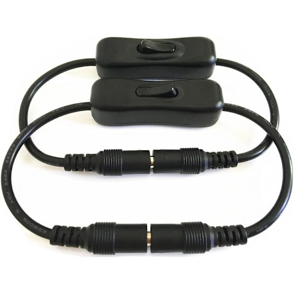 2 st/förpackning svart DC 12V Inline-strömbrytare 5,5 mm x 2,1 mm DC-kontakt a