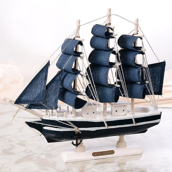 Puinen purjelaiva Välimeren tyyliin Koti sisustus Käsintehty veistetty Nautical Vene malli Lahja M1623