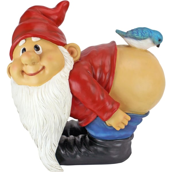 Naken rumpe hagegnomstatue, stor 11 cm, polyresin, full C