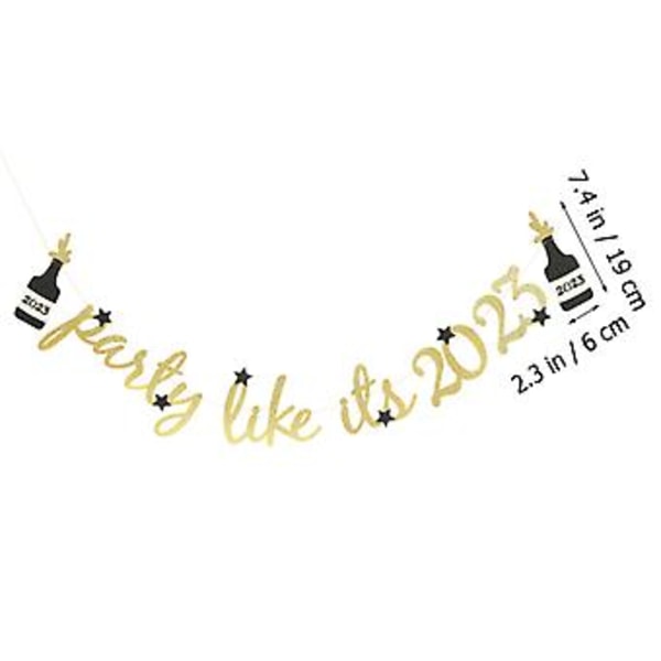 Party 2023 Banner Nyårsfest Hängande Glänsande Nyårsdekoration Fotorekvisita Golden1