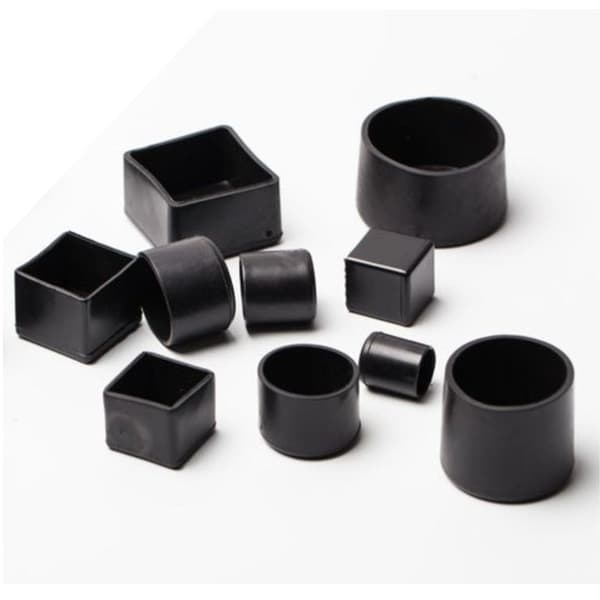 Sæt med 10 store runde gummistolebenkapper, 40mm, runde, sorte.