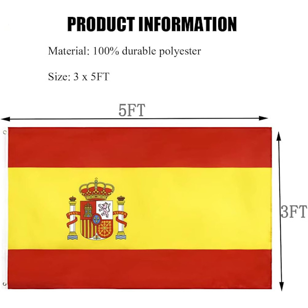 Espanjan lippu 3x5 ft ulkotiloihin - (Espanjan lippu)