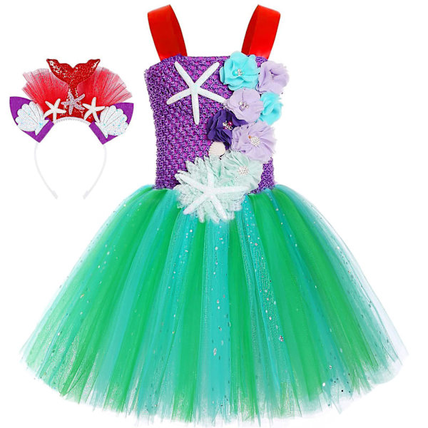 Prinsessa Tutu -tyttöjen LED-valollinen merenneitoprinsessamekko syntymäpäiväasu Halloween-asuun (XL (7-8V) punainen)