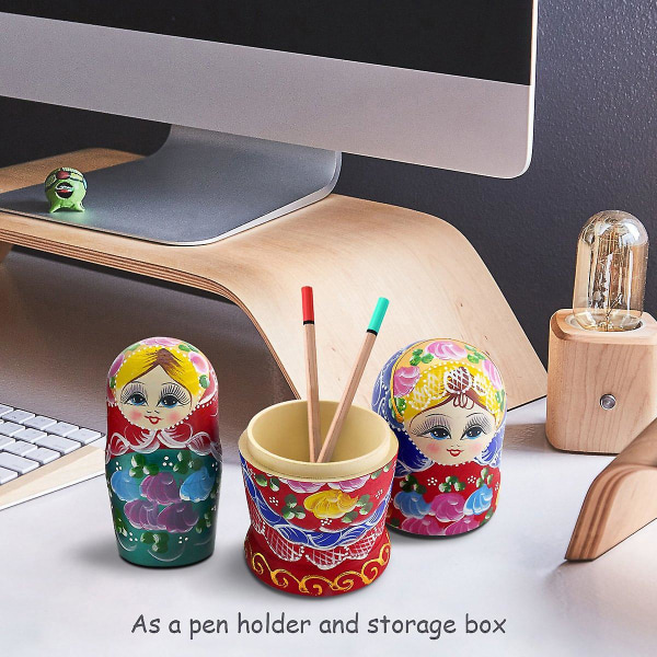 Ryska Nesting Dolls Matryoshka Trä Stapelbara Nästlade Set 7st Handgjorda Leksaker För Barn Barn Julklapp
