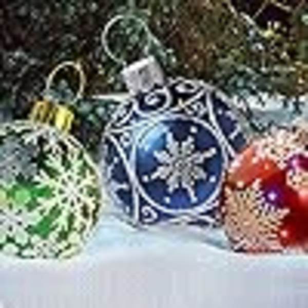 Julepynt, oppustelige julekugler i PVC (diamantstriber)